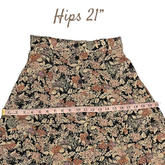 EVC Vintage Marnie West Floral A-line Midi Skirt Women's Small Made in USA - Picture 11 of 14